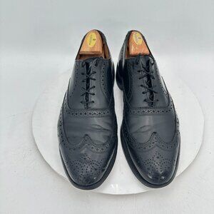 Allen Edmonds Lloyd  Men Size 10D Black Leather Wing Tip Oxford Dress Shoes